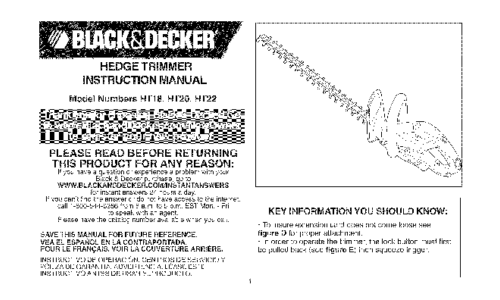 Black and Decker HT18 User Manual