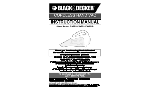 Black and Decker CWV9610 User Manual