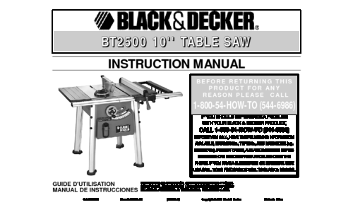 Black and Decker BT2500 User Manual