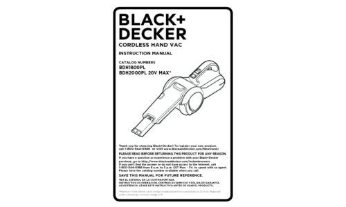 Black and Decker BDH2000PL 20V MAX User Manual