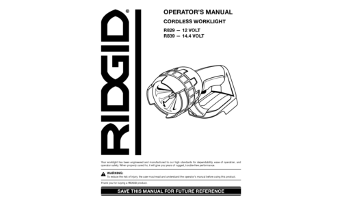 RIDGID Work Light R829 User Manual