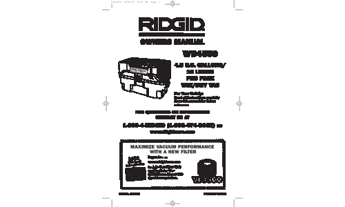 RIDGID Vacuum Cleaner WD4550 User Manual