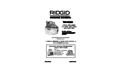 RIDGID Vacuum Cleaner WD4050 User Manual