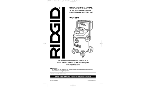 RIDGID Vacuum Cleaner WD1950 User Manual