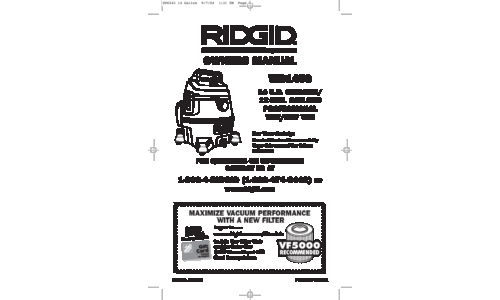 RIDGID Vacuum Cleaner WD1450 User Manual