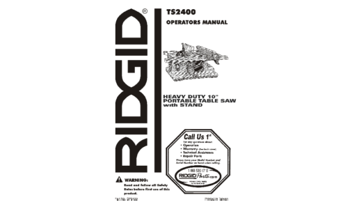 RIDGID Table Saw User Manual