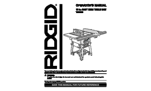 RIDGID TS3660 User Manual