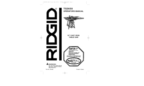 RIDGID TS3650 User Manual