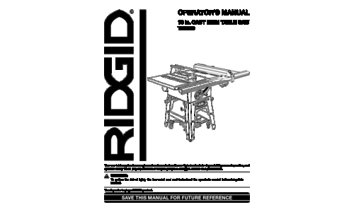 RIDGID Saw TS3650 User Manual