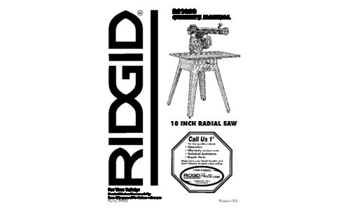 RIDGID Saw SP6263 User Manual