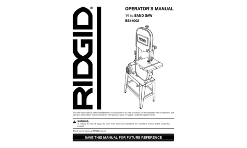 RIDGID Saw BS14002 User Manual