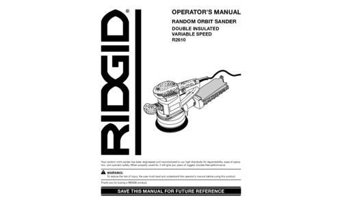 RIDGID Sander R2610 User Manual