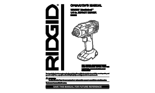 RIDGID R8823 User Manual