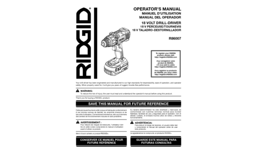 RIDGID R86007 User Manual