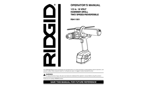 RIDGID R8411501 User Manual