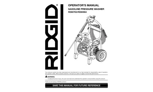 RIDGID Pressure Washer RD80763 User Manual