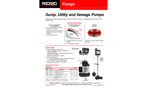 RIDGID Plumbing Product PUMPS User Manual