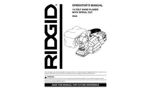 RIDGID Planer R848 User Manual