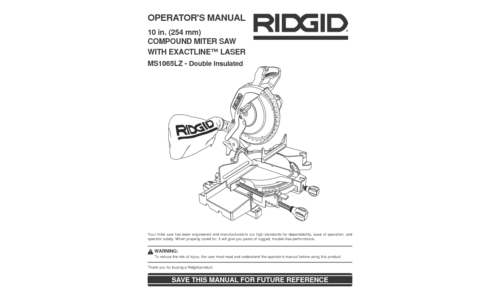 RIDGID MS 1065LZ User Manual