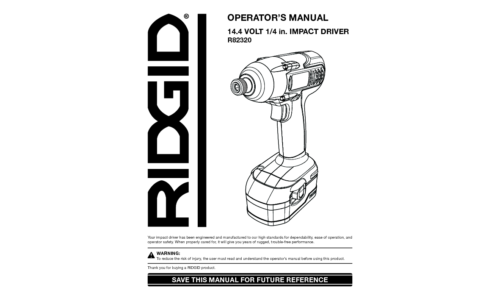 RIDGID Impact Driver R82320 User Manual