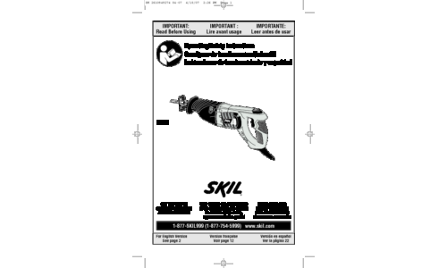 Skil 9225 Reciprocating Saw User Manual