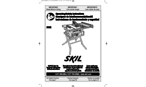 Skil 3410 Table Saw User Manual