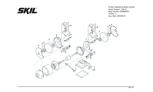 Skil 3380 Bench Grinder Parts List