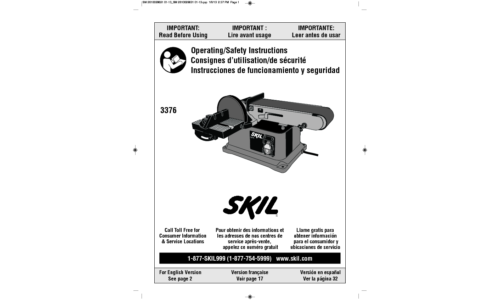 Skil 3376 Bench Sander User Manual