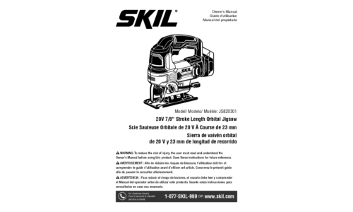 Skil JS820301 Cordless Jigsaw User Manual