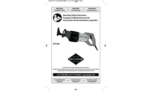 Skilsaw SPT44A Reciprocating Saw User Manual