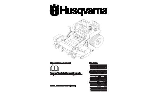 Husqvarna ZTH 5221 ZTH 5223 ZTH 5225 ZTH 6123 ZTH 6125 ZTH 6126 ZTH 6127 ZTH 7226 ZTH 7227 2002-10 Ride Mower (Turf Care) User Manual