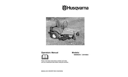 Husqvarna Z 4818 2004-09 Ride Mower (Turf Care) User Manual