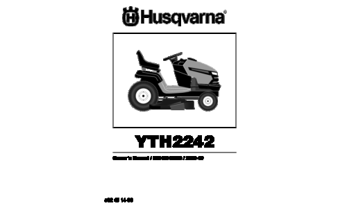 Husqvarna YTH2242 2009-10 TRACTORS RIDE MOWER 96043010000 User Manual