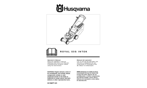 Husqvarna Royal 53 S 2002-11 Walk Mower User Manual