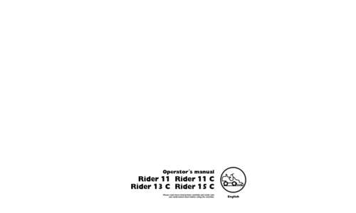 Husqvarna Rider 11 Rider 11 C Rider 13 C Rider 15 C 2006-01 User Manual