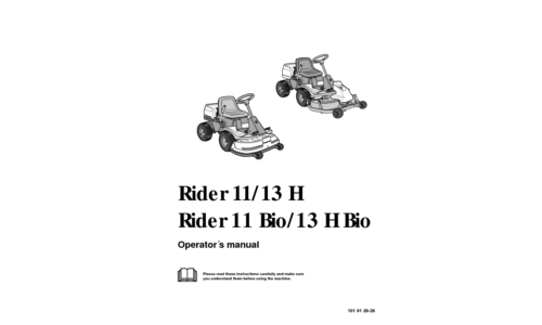 Husqvarna Rider 11 Rider 11 Bio Rider 13 H Rider 13 H Bio 2000-09 User Manual