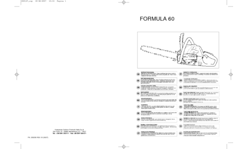 Husqvarna Partner FORMULA 60 PLUS 966053701 966053702 2009-09 Chain Saw EE User Manual