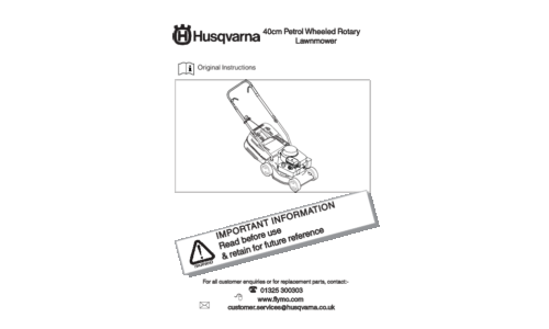 Husqvarna McCulloch 40 cm Petrol Wheeled Rotary Lawnmower 965969201 965969301 965969401 965969501 965984501 965984601 2008-12 Lawn Mower User Manual