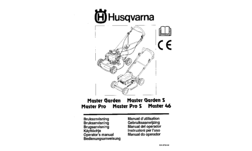 Husqvarna Master Garden Master Garden S Master Pro Master Pro S Master 46 1997-01 SE DK NO FI GB DE FR NL ES IT PT User Manual