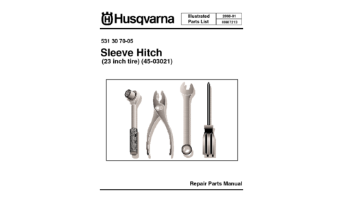 Husqvarna IPL Sleeve Hitch (23 inch tire) 531 30 70-05 45-03021 2008-01 Accessory (Ride Mower) User Manual