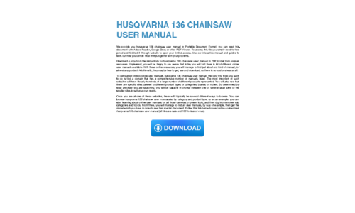 Husqvarna Husqvarna 136 Chainsaw User Manual User Manual