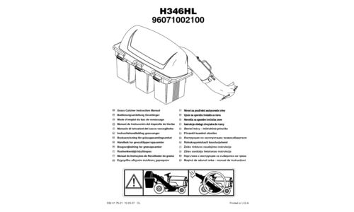 Husqvarna H346 HL 96071002100 2008-07 EN DE FR ES IT NL SE NO DK FI PT GR CZ HR SI PL SK HU RU EE LT LV BG RO User Manual