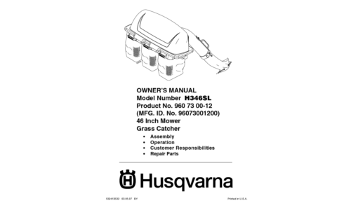 Husqvarna H 346 SL Grass Catcher 96073001200 2008-03 Accessory (Ride Mower) User Manual_1