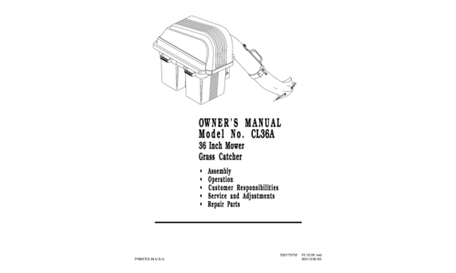 Husqvarna Grass Collector Grass Catcher CL36A 2001-04 EN User Manual