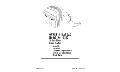 Husqvarna Grass Collector Grass Catcher C38D 2001-05 EN User Manual