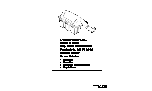 Husqvarna GTT 348 Grass Catcher 96072000900 2005-11 Accessory (Ride Mower) User Manual