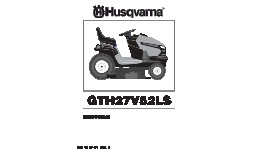 Husqvarna GTH27V52LS 2009-01 TRACTORS RIDE MOWERS 96043009900 User Manual