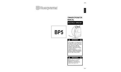 Husqvarna BP5 2010-08 SPRAYERS 576769101 User Manual