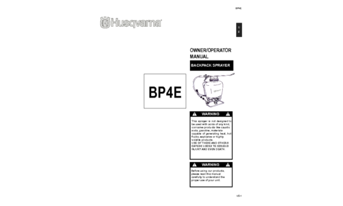 Husqvarna BP4E 2010-08 SPRAYERS 576769102 User Manual