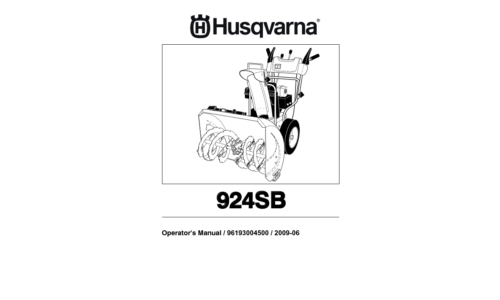 Husqvarna 924SB 2009-06 SNOW BLOWERS THROWERS 96193004500 User Manual